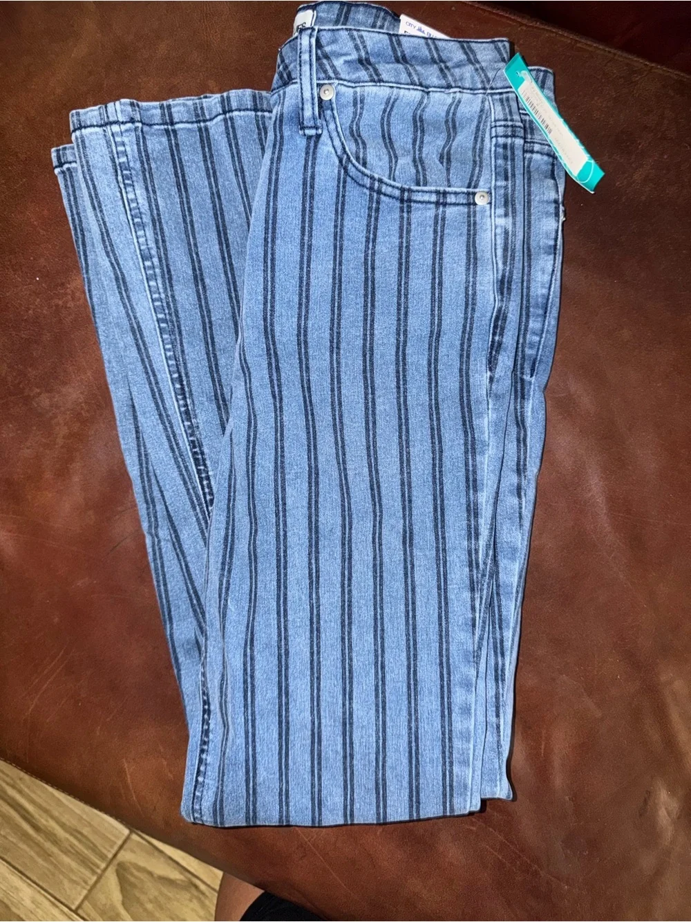 Striped Blue Wide-Leg Women’s Jeans